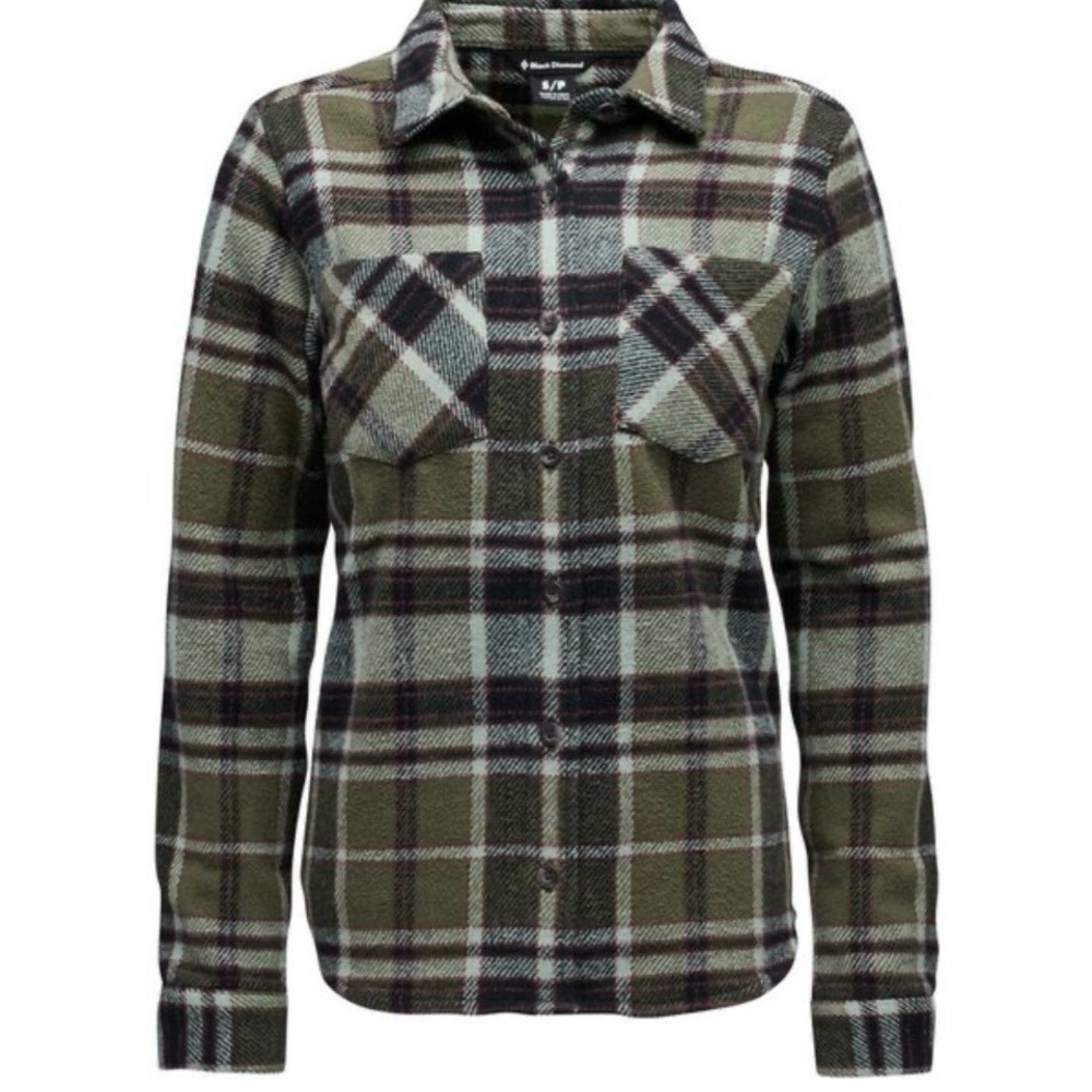 Black Diamond Project Flannel Heavyweight Womens Large Plaid Button-Up Shirt NWT